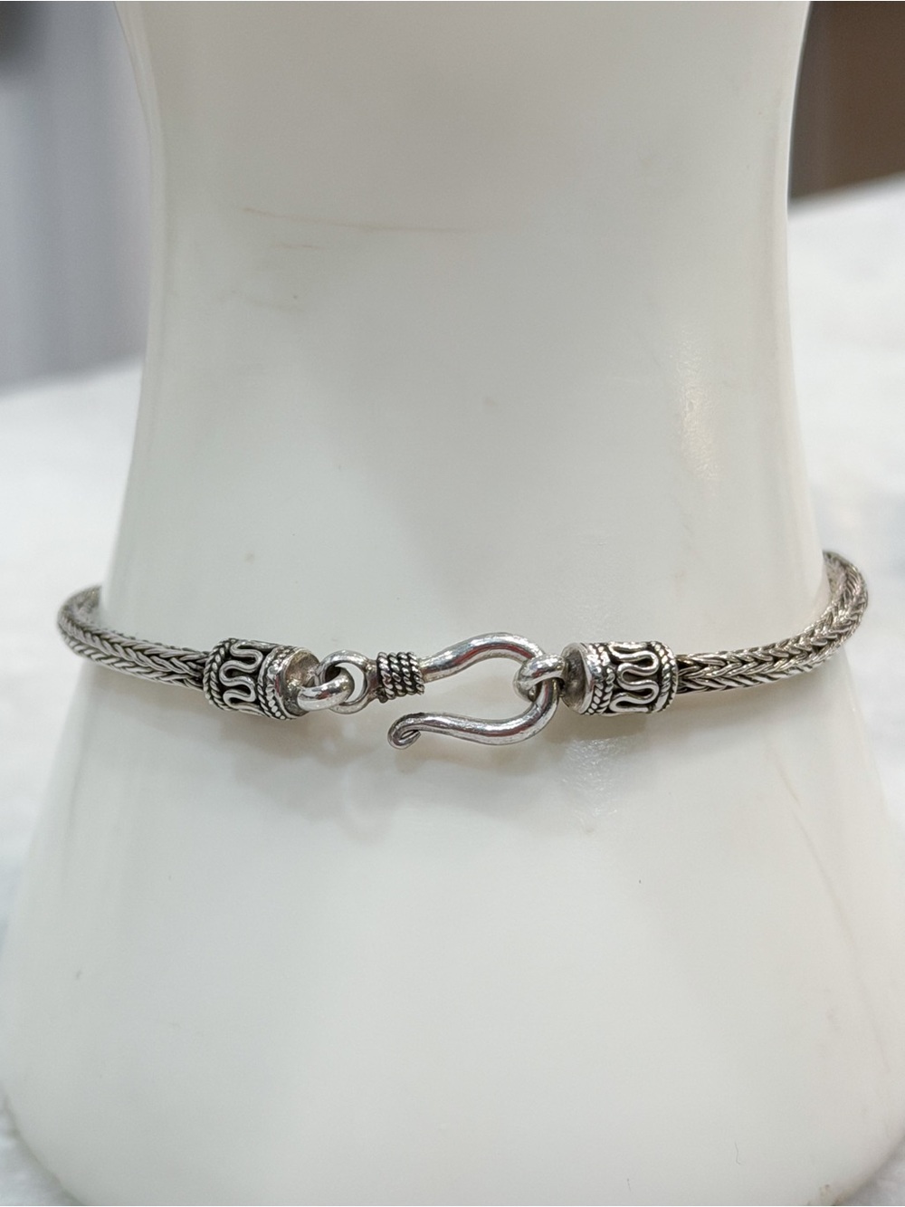 Sterling Silver Wheat Link 7.25” Bracelet with S Hook Clasp